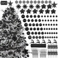 Merriva™ Leyaron Christmas Tree Ornaments, 105PCS Christmas Balls Set with Star Poinsettia Flower Berries Stems for Trees Holiday Xmas Decor