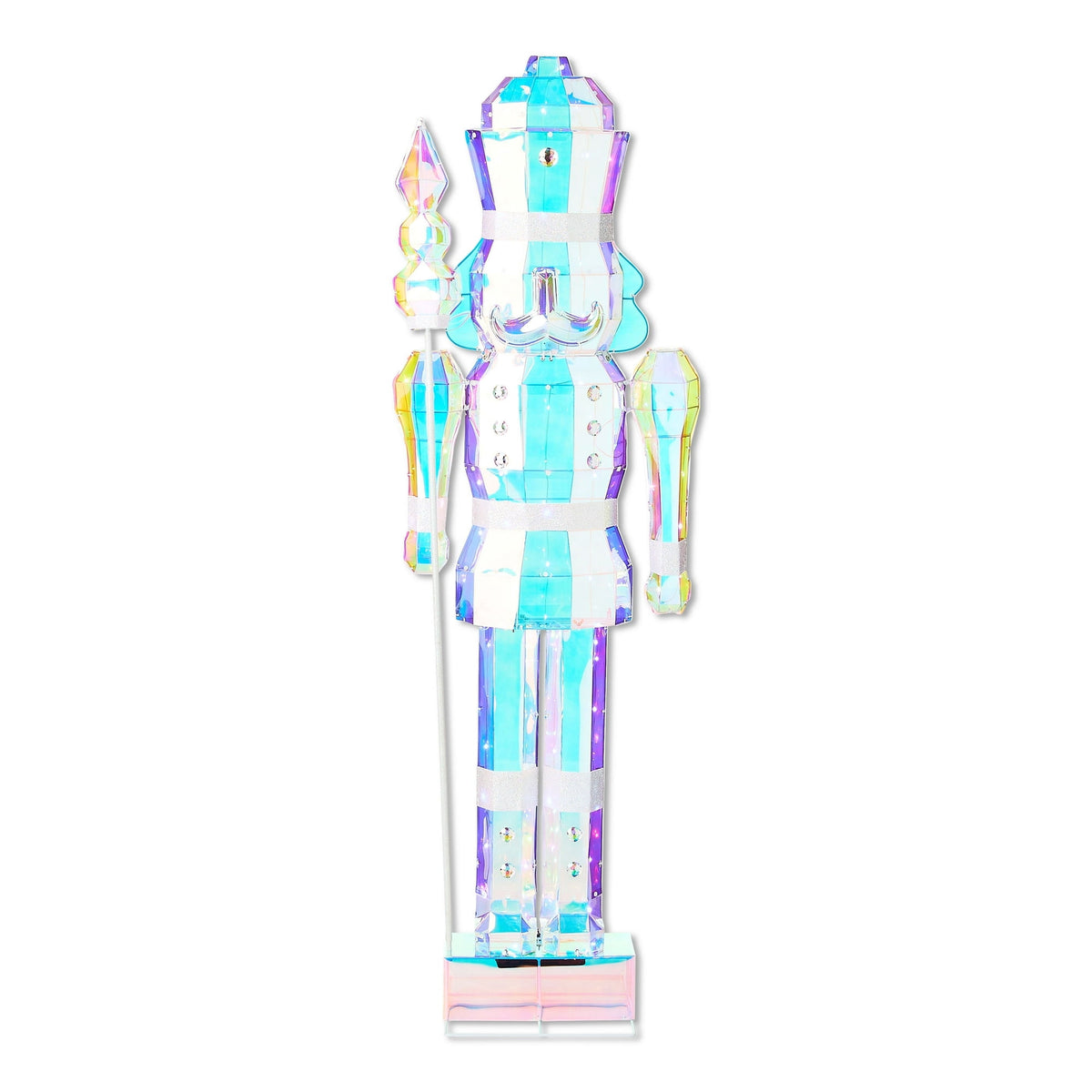 Light-Up Prismatic Nutcracker Indoor/Outdoor Christmas Decoration, Iridescent, 6ft