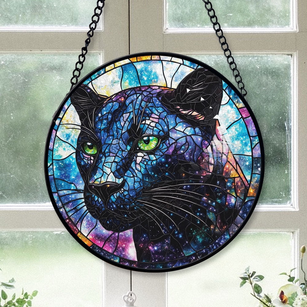Luxury Christmas Gift - Panther Head Christmas Stained Glass Hanging Ornament - Heirloom Holiday Tree Decor, Ideal Gift for Mom, Dad, Friends, Family 2025
