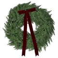  Natural Feel Cedar Artificial Christmas Wreath with Bow, Green, 22"