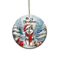 Merriva™ Merry Christmas Bulldog Enjoys Woofmas Winter Xmas Holiday Ceramic Round Ornament Dog Lover Gifts Idea Home Tree Decor - 02022