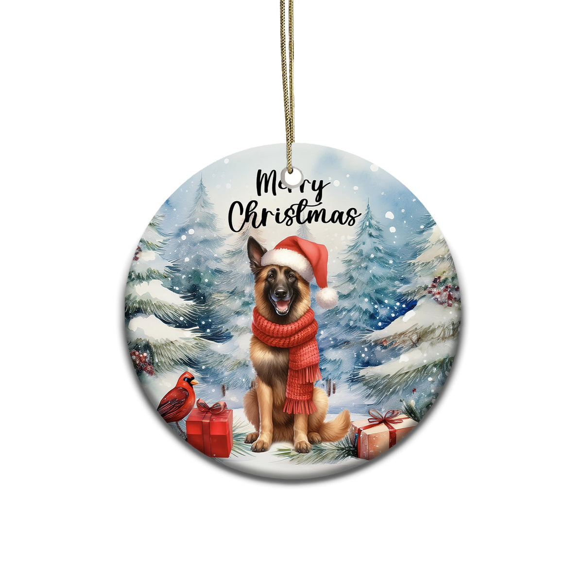 Merriva™ Merry Christmas Bulldog Enjoys Woofmas Winter Xmas Holiday Ceramic Round Ornament Dog Lover Gifts Idea Home Tree Decor - 02022