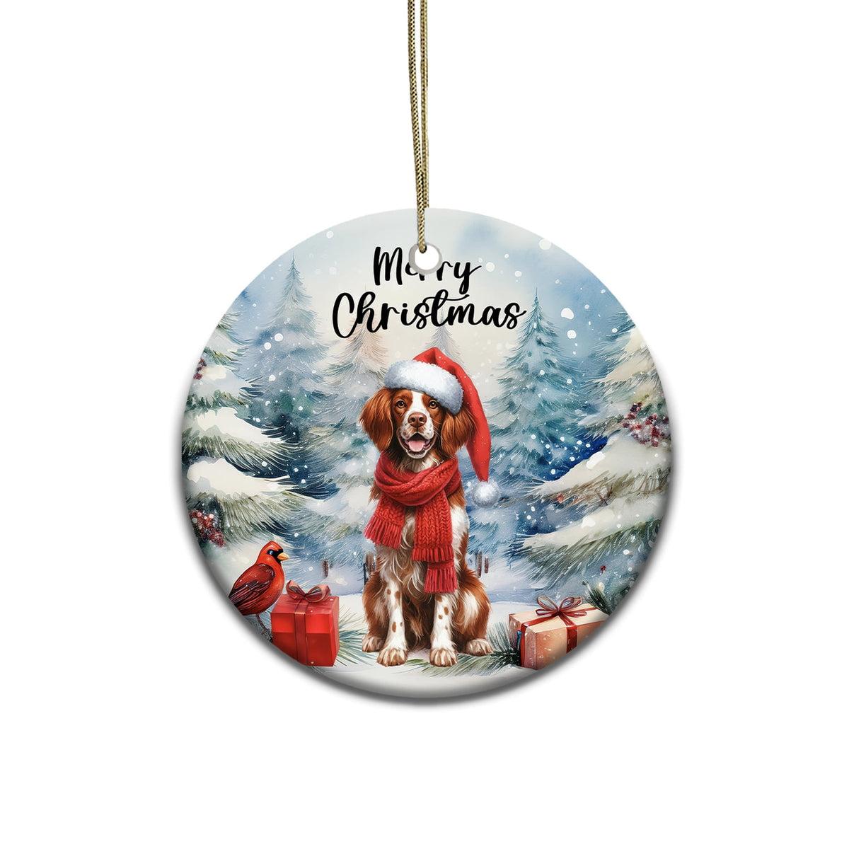 Merriva™ Merry Christmas Bulldog Enjoys Woofmas Winter Xmas Holiday Ceramic Round Ornament Dog Lover Gifts Idea Home Tree Decor - 02022