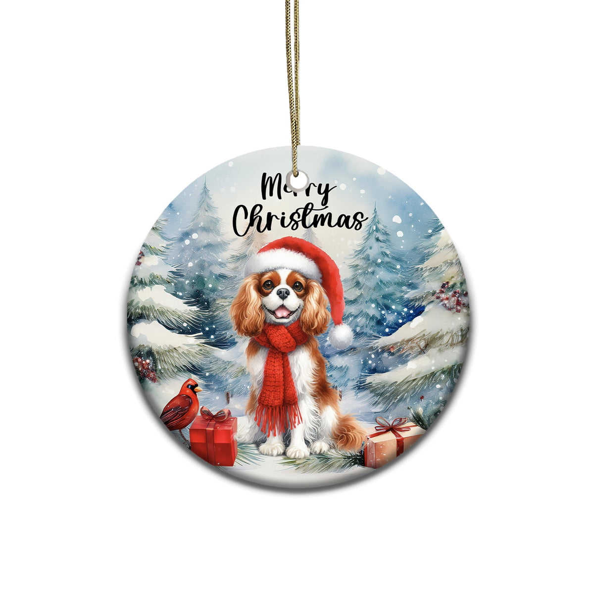 Merriva™ Merry Christmas Bulldog Enjoys Woofmas Winter Xmas Holiday Ceramic Round Ornament Dog Lover Gifts Idea Home Tree Decor - 02022