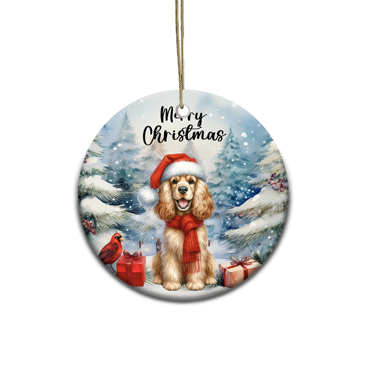 Merriva™ Merry Christmas Bulldog Enjoys Woofmas Winter Xmas Holiday Ceramic Round Ornament Dog Lover Gifts Idea Home Tree Decor - 02022