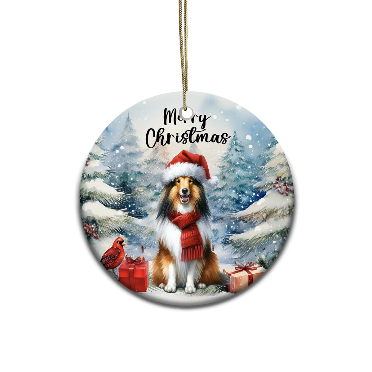 Merriva™ Merry Christmas Bulldog Enjoys Woofmas Winter Xmas Holiday Ceramic Round Ornament Dog Lover Gifts Idea Home Tree Decor - 02022