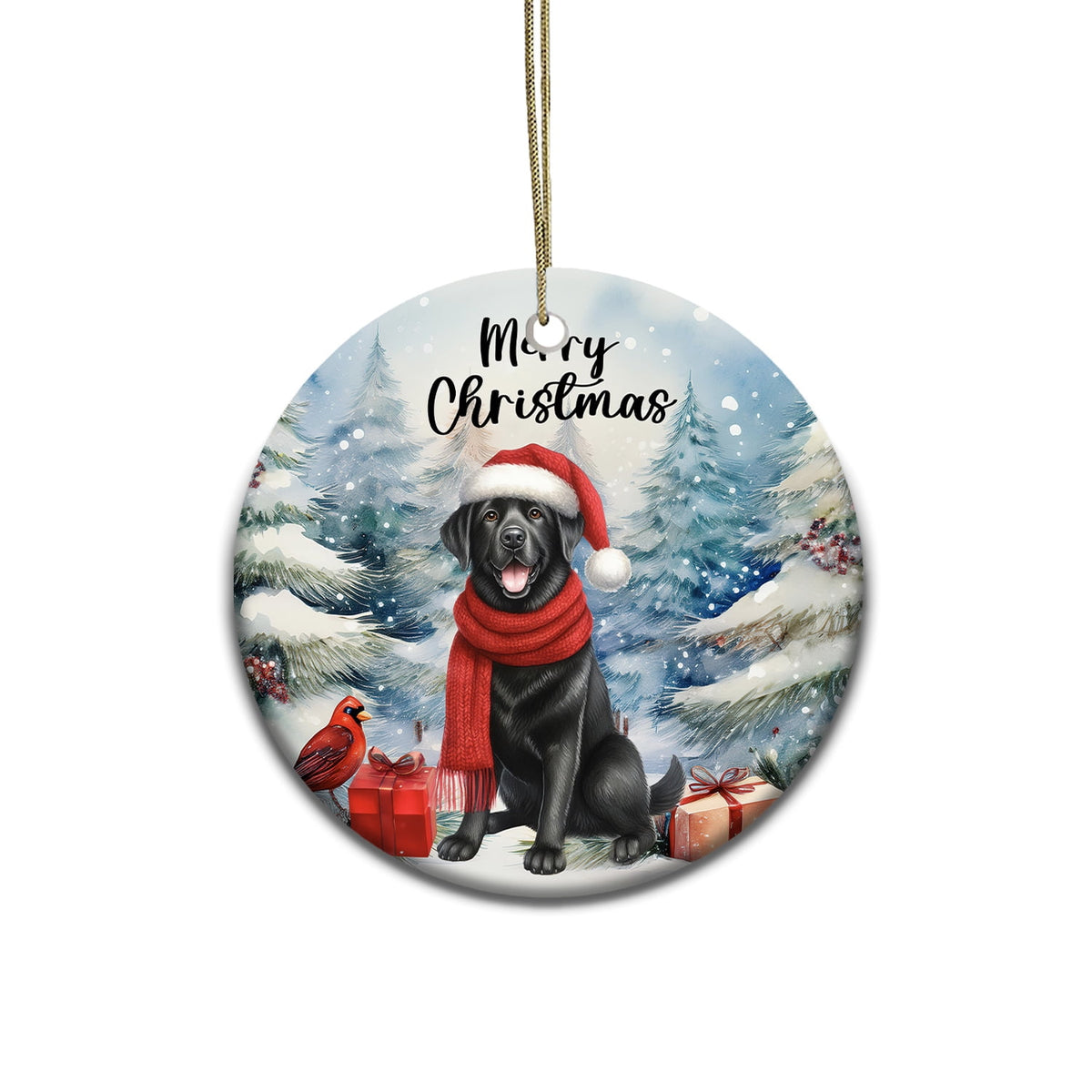 Merriva™ Merry Christmas Bulldog Enjoys Woofmas Winter Xmas Holiday Ceramic Round Ornament Dog Lover Gifts Idea Home Tree Decor - 02022