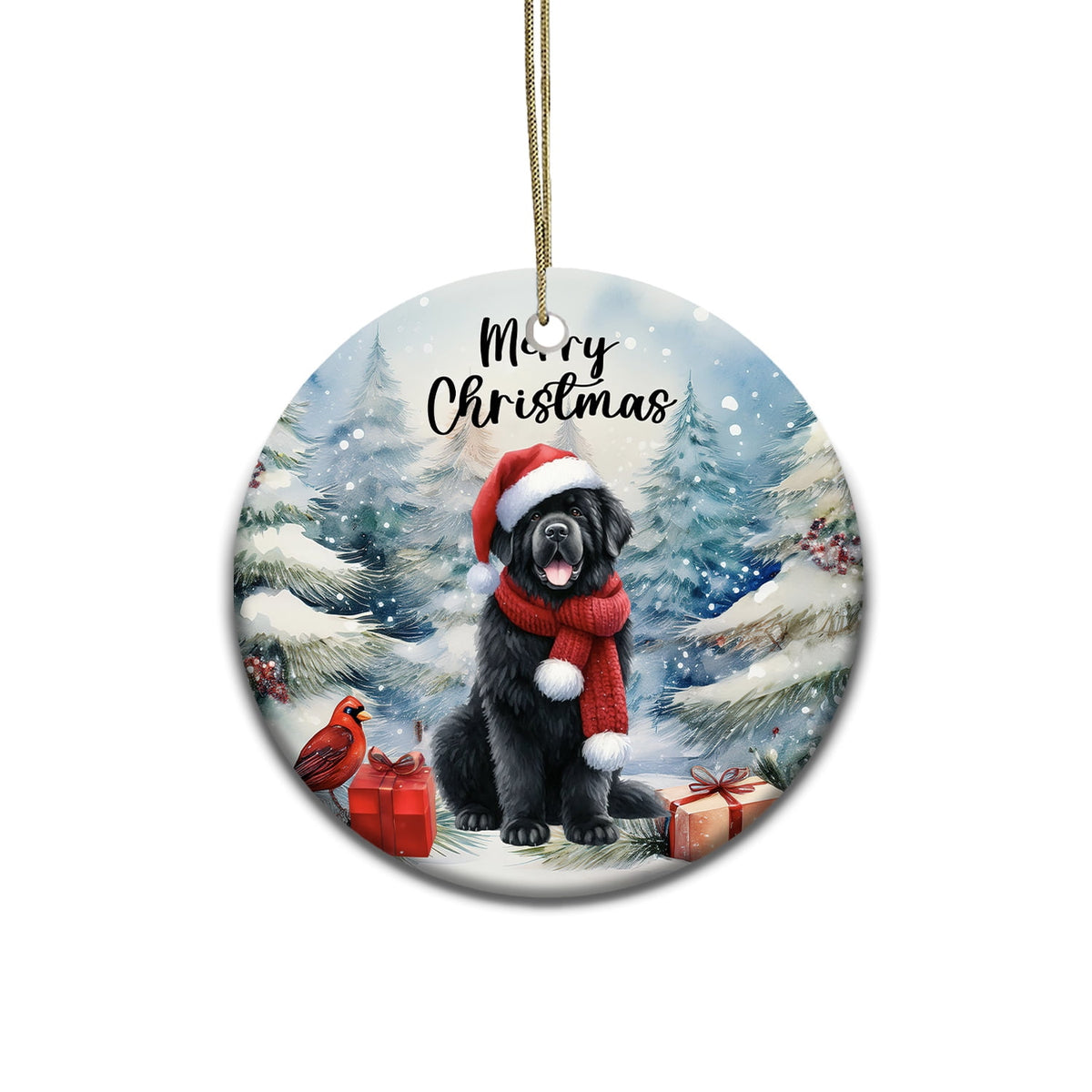 Merriva™ Merry Christmas Bulldog Enjoys Woofmas Winter Xmas Holiday Ceramic Round Ornament Dog Lover Gifts Idea Home Tree Decor - 02022
