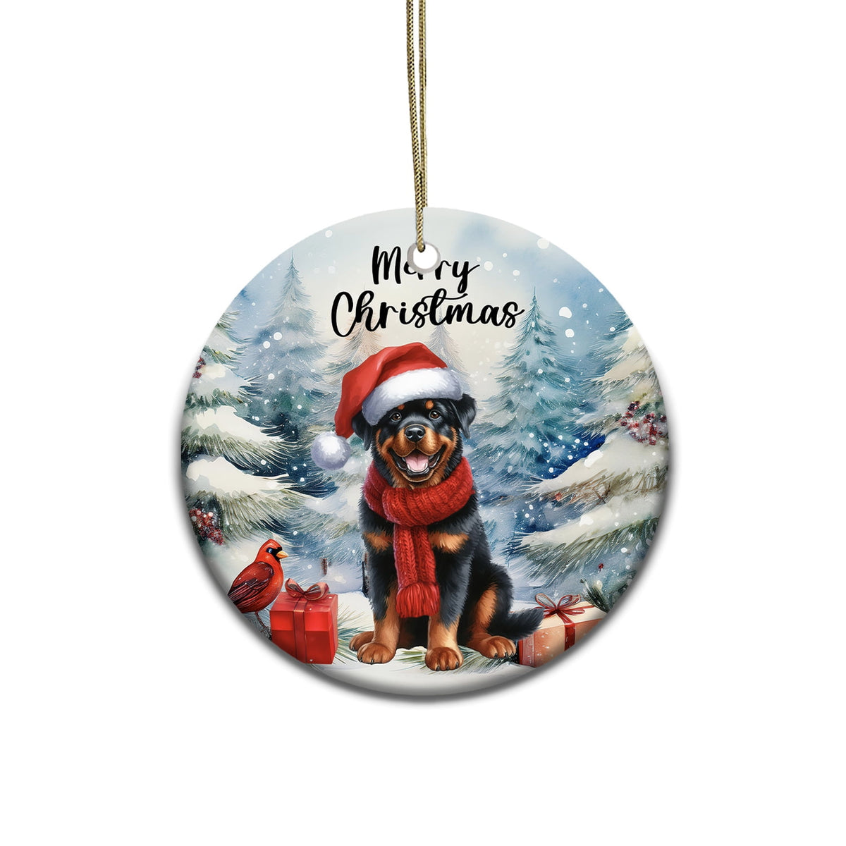 Merriva™ Merry Christmas Bulldog Enjoys Woofmas Winter Xmas Holiday Ceramic Round Ornament Dog Lover Gifts Idea Home Tree Decor - 02022