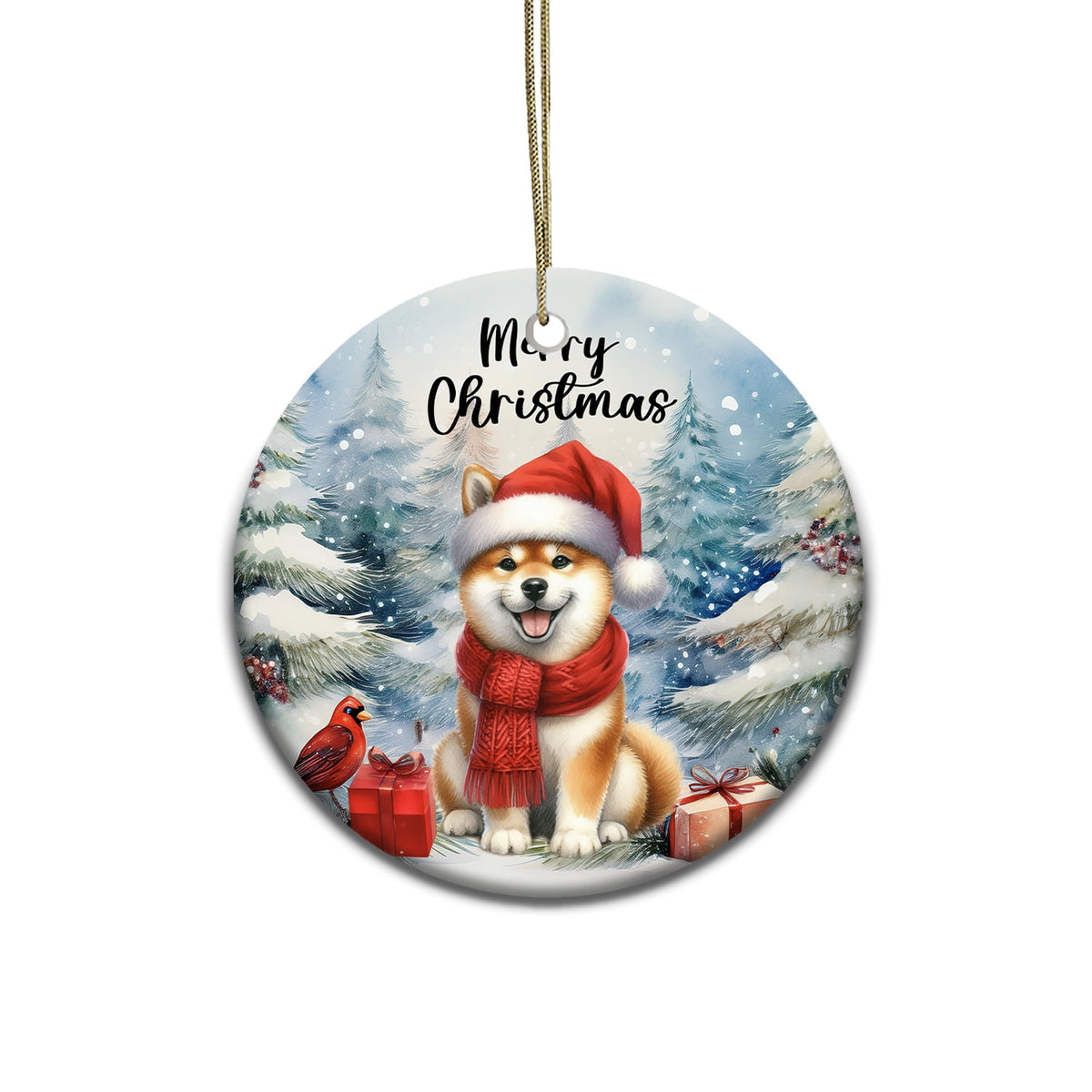 Merriva™ Merry Christmas Bulldog Enjoys Woofmas Winter Xmas Holiday Ceramic Round Ornament Dog Lover Gifts Idea Home Tree Decor - 02022