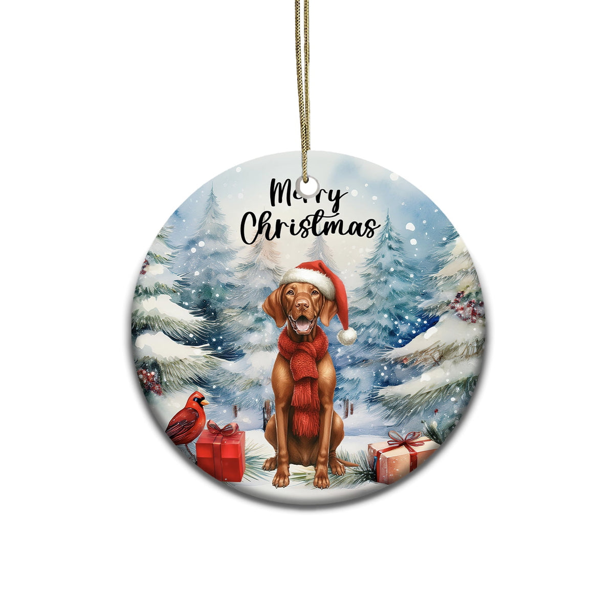 Merriva™ Merry Christmas Bulldog Enjoys Woofmas Winter Xmas Holiday Ceramic Round Ornament Dog Lover Gifts Idea Home Tree Decor - 02022
