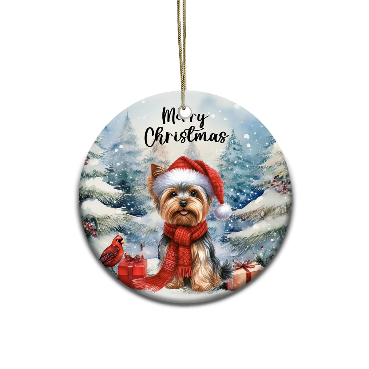 Merriva™ Merry Christmas Bulldog Enjoys Woofmas Winter Xmas Holiday Ceramic Round Ornament Dog Lover Gifts Idea Home Tree Decor - 02022