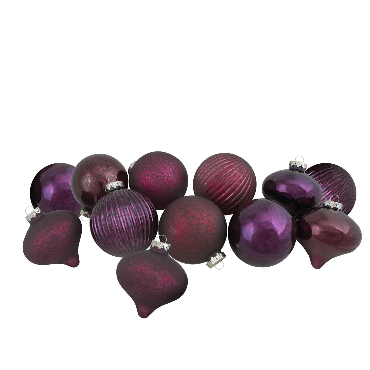 Northlight Jewel Tone Finial Hanging Multi-color Glass Christmas Ball Ornaments, 12 Count