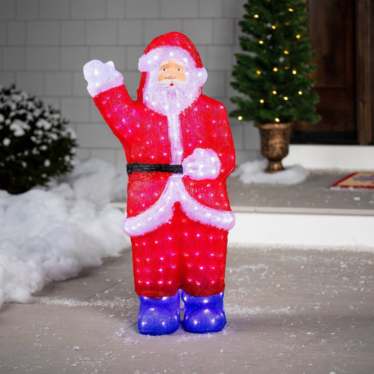 Northlight LED Lighted Waving Santa Claus Acrylic Commercial Grade Outdoor Christmas Decoration - 3'