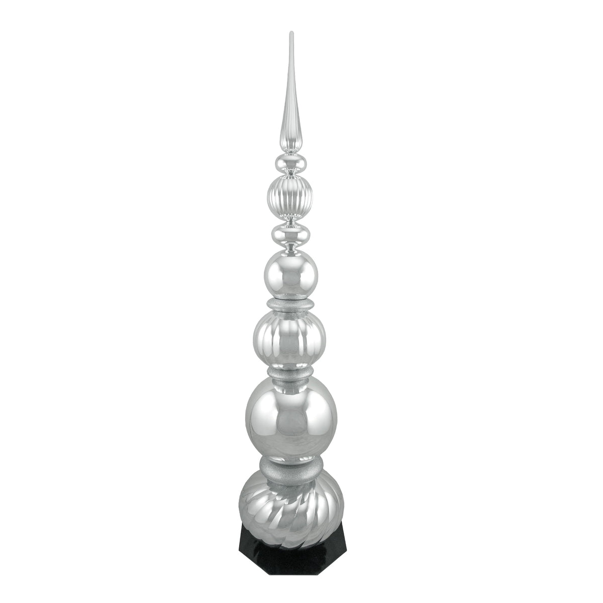 Northlight Shiny Ball Finial Tower Commercial Christmas Decoration - 4.5' - Silver