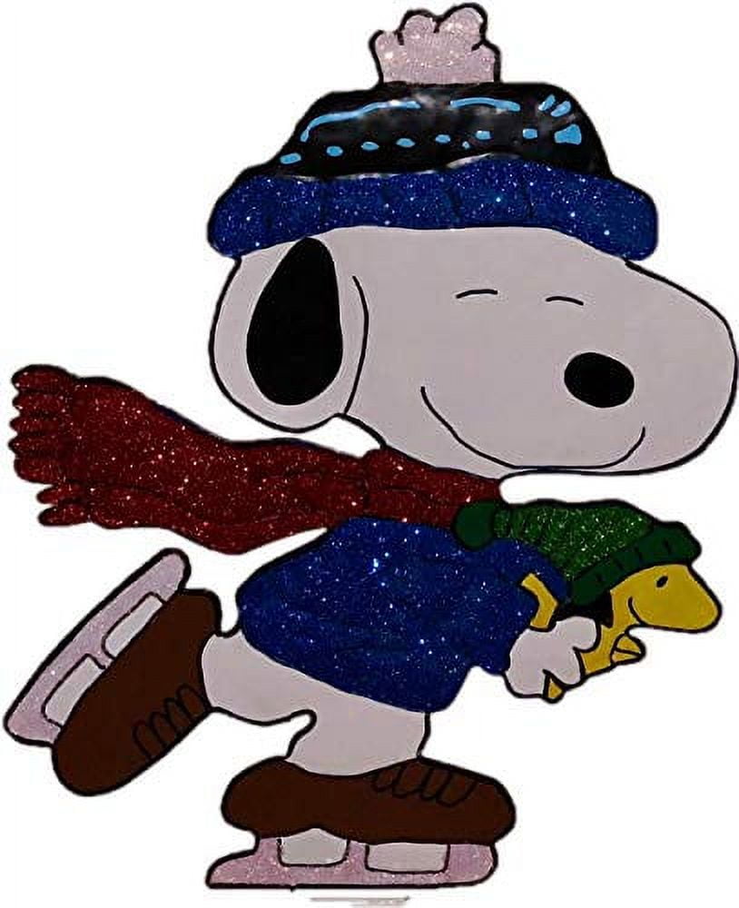 ProductWorks 18" Snoopy Ice Skating with Woodstock Hammered Metal Christmas Decoration