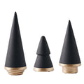 QIAOIDEA Set of 3 BLACK Simple Elegant Ceramic Christmas Tree Tabletop Counter Centerpiece Mantel Shelf Home Decor Accents Xmas Halloween Tree Decoration