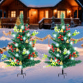 Qoosea 2 pack Christmas Decorations Outdoor, 30 inch Christmas Tree Stake Lights, 40 LED Lights Xmas Decorations for Outside Holiday Yard Porch Pathway Grave Cemetery Decor