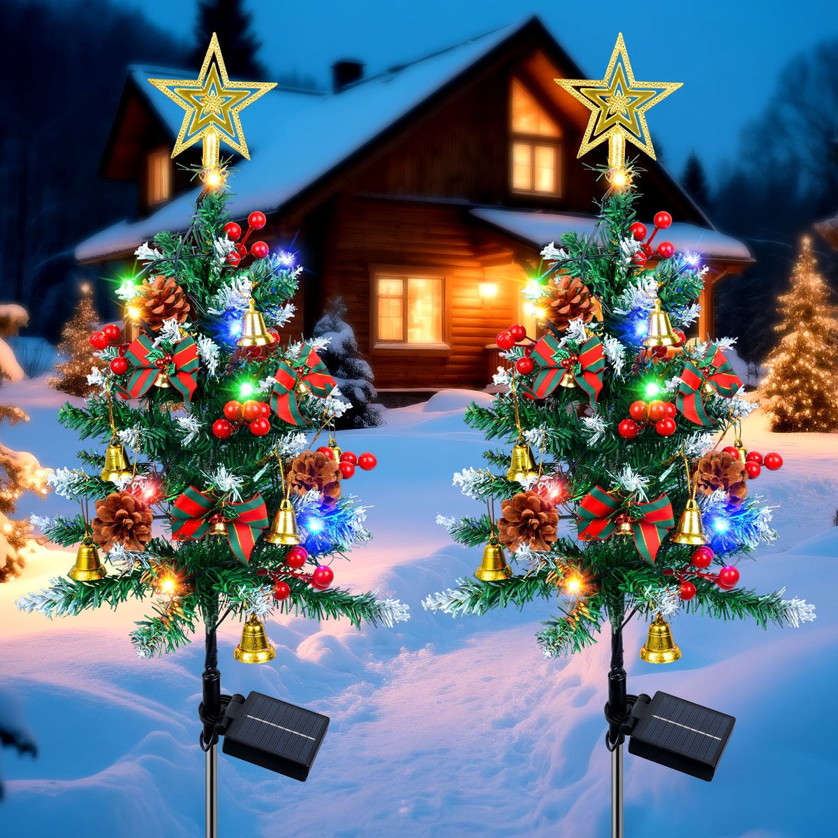 Merriva™ Qoosea 2 pack Christmas Decorations Outdoor, 30 inch Christmas Tree Stake Lights