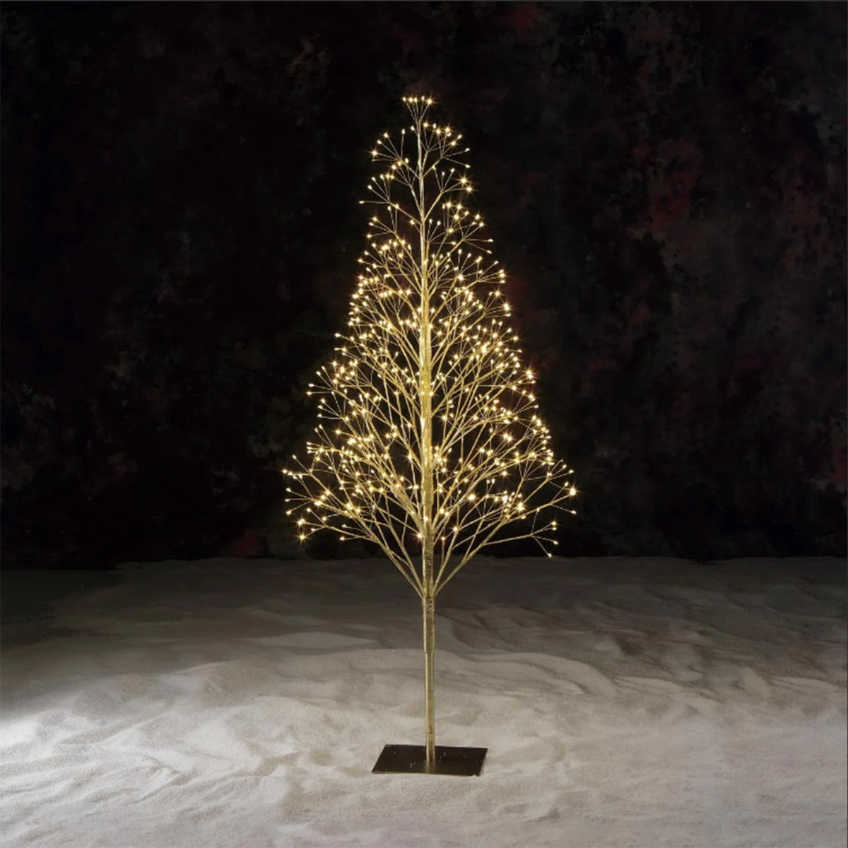 Rewenti Christmas Decorations Pre-Lit Starbursts Gold Artificial Christmas Tree with Warm White Twinkling LED Lights