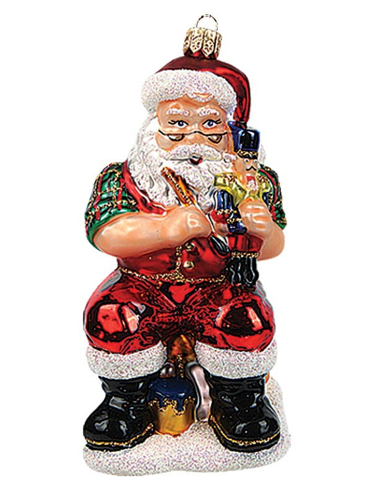 Santa Claus Working on Nutcracker Polish Glass Christmas Ornament Decoration