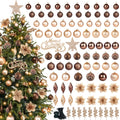  95 Pcs Christmas Tree Ornaments Set, Christmas Poinsettia Flowers Shatterproof Clear Plastic Baubles with Light for Home Holiday Wedding Party Xmas Tree Decor, Brown