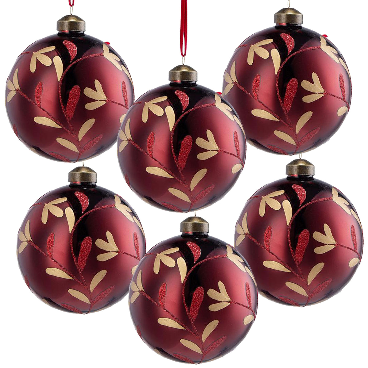 Merriva™ Set of 6 Christmas Ball Ornaments, Glass Decorative Hanging Ball Christmas Tree Ornaments for Holiday Party Decorations
