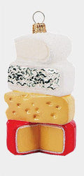 Stack of Different Cheeses Food Polish Blown Glass Christmas Ornament Decoration