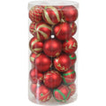 Sunnydaze Holiday Glitter Red/Gold Plastic Christmas Ornament Balls, 30 Count