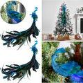 Merriva™ TOPCHANCES Glitter Peacock Ornaments with Clips, 19" Blue Christmas Tree Decoration Xmas Ornament Home Party Decor (8 Pack)