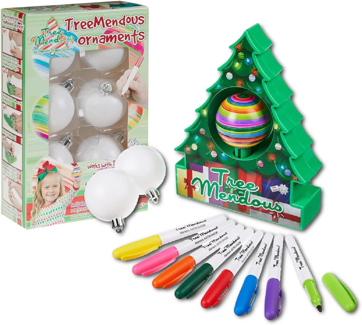 The Treemendous Ornament Decorator TreeMendous Christmas Tree Ornament Decorating Kit & 6 Pack Ornament Combo Pack - Holiday Arts and Crafts Activity for Kids Ages 3 and Up
