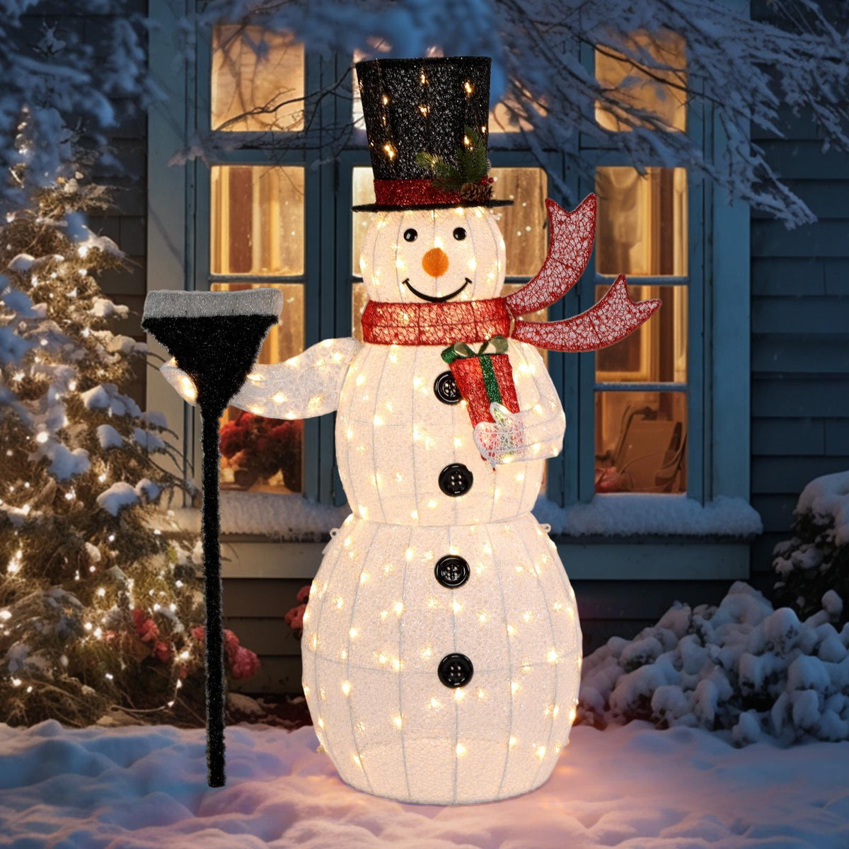 Merriva™ 4ft Lighted Pop-Up Snowman, Christmas Outdoor Decor Holiday Decoration w/ 120 LED Lights