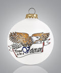 US Veterans Christmas Glass Ornament Made in USA Decoration for Military Vets