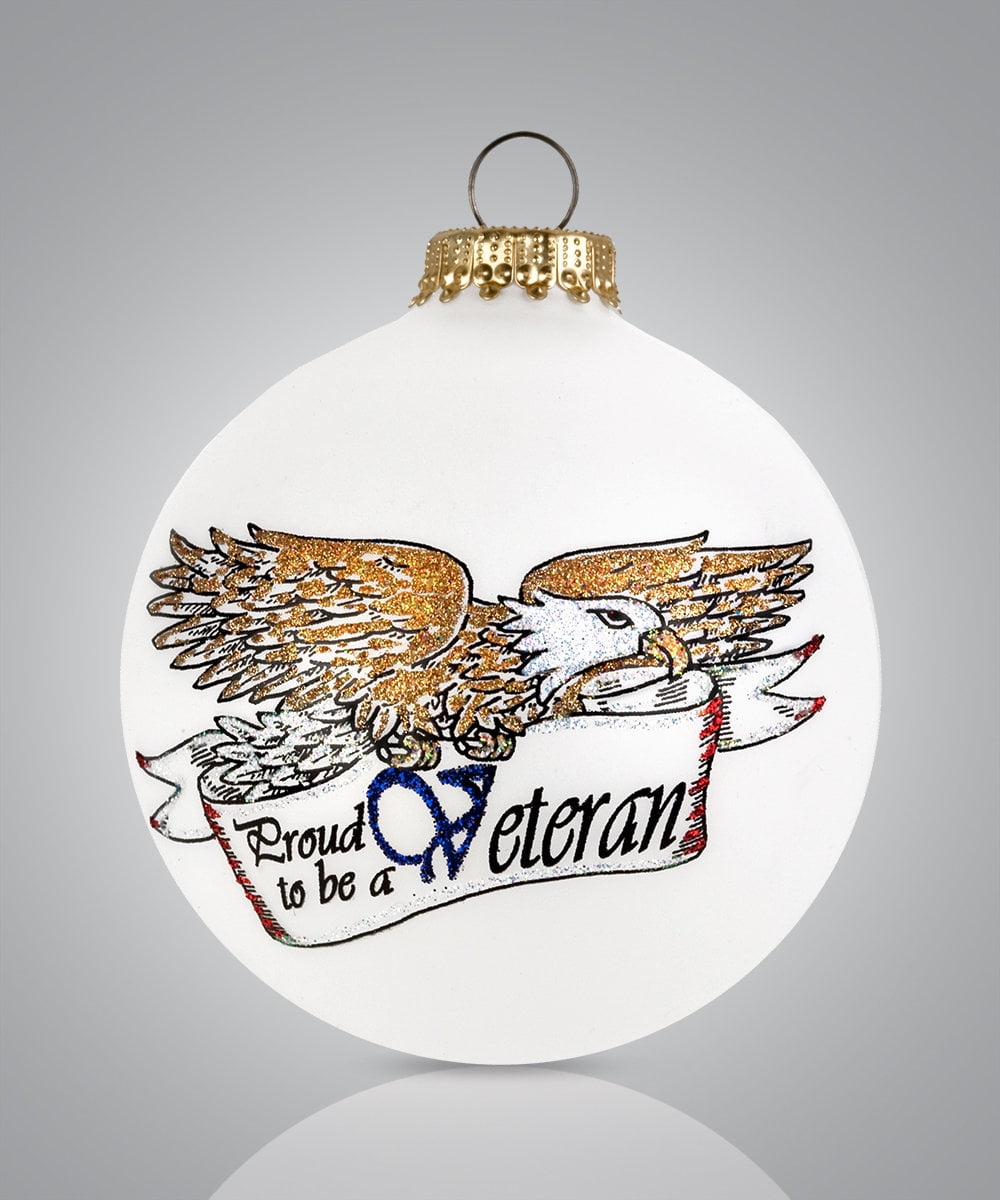 US Veterans Christmas Glass Ornament Made in USA Decoration for Military Vets