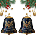 United States 250th Anniversary Bell Ornament, 250th Anniversary Metal Bell Ornament �?? 1776-2026 Red & Gold Patriotic Christmas Tree Hanging Decor, Shatterproof Holiday Ornament Gift (2PCS)