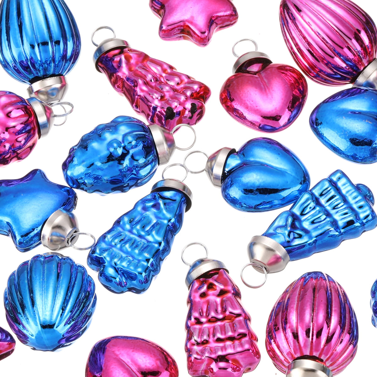 Merriva™ Uxcell 1-1.5 inch Glass Christmas Ornaments Christmas Tree Decorations for Parties 25 Pcs Brown Blue