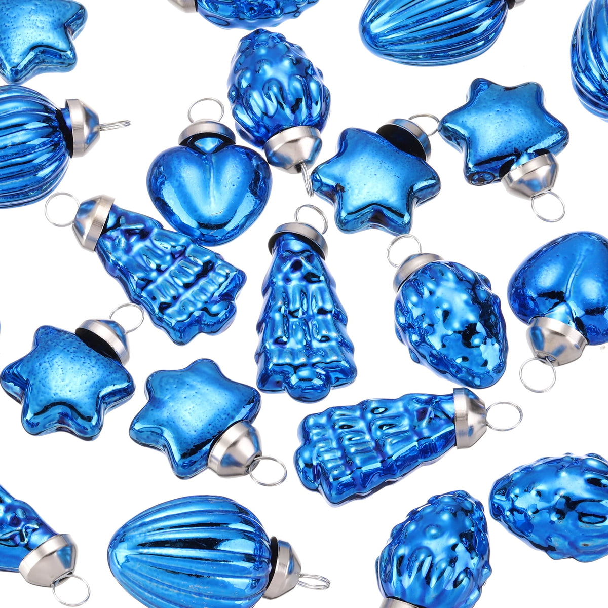 Merriva™ Uxcell 1-1.5 inch Glass Christmas Ornaments Christmas Tree Decorations for Parties 25 Pcs Brown Blue
