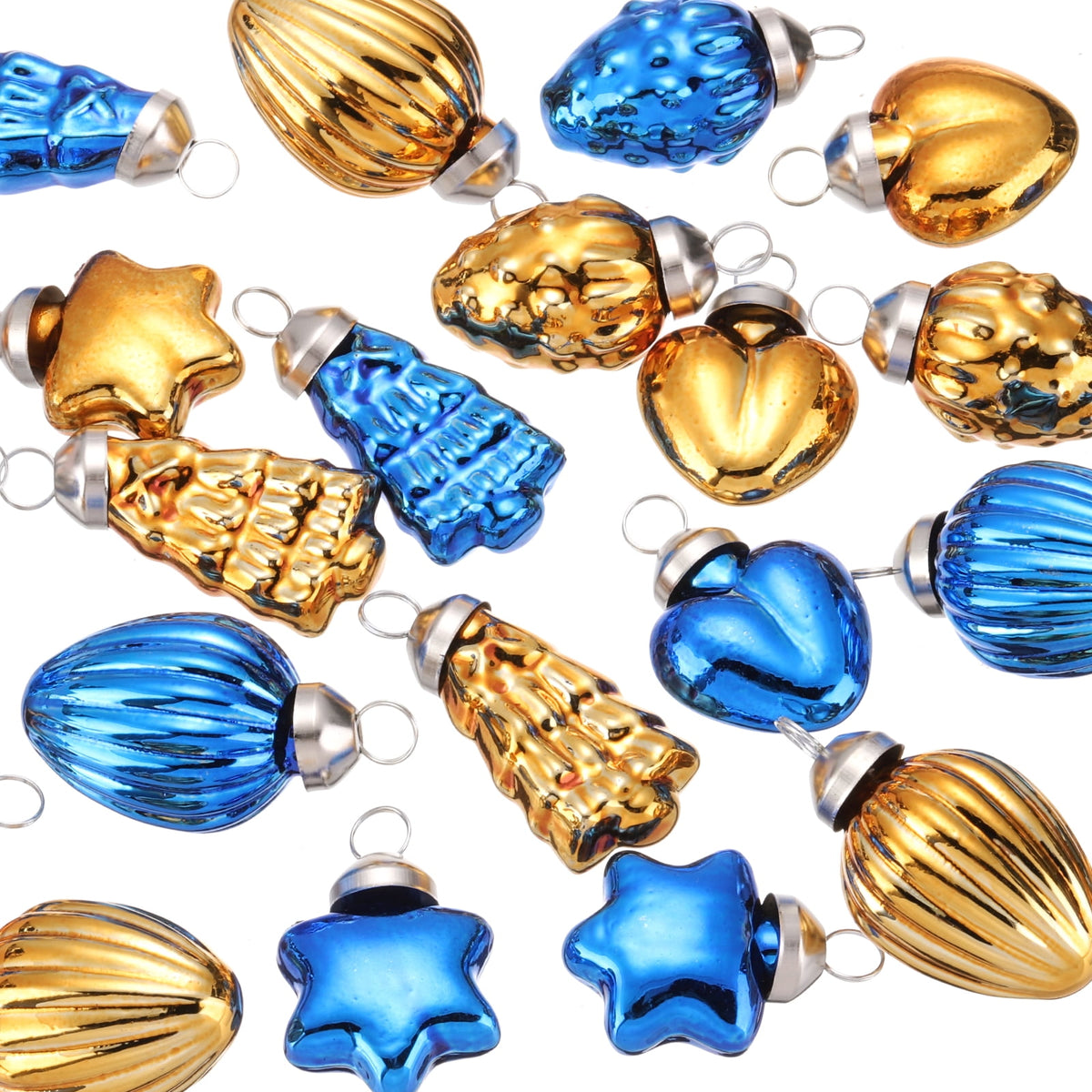 Uxcell 1-1.5 inch Glass Christmas Ornaments Christmas Tree Decorations for Parties 25 Pcs Brown Blue