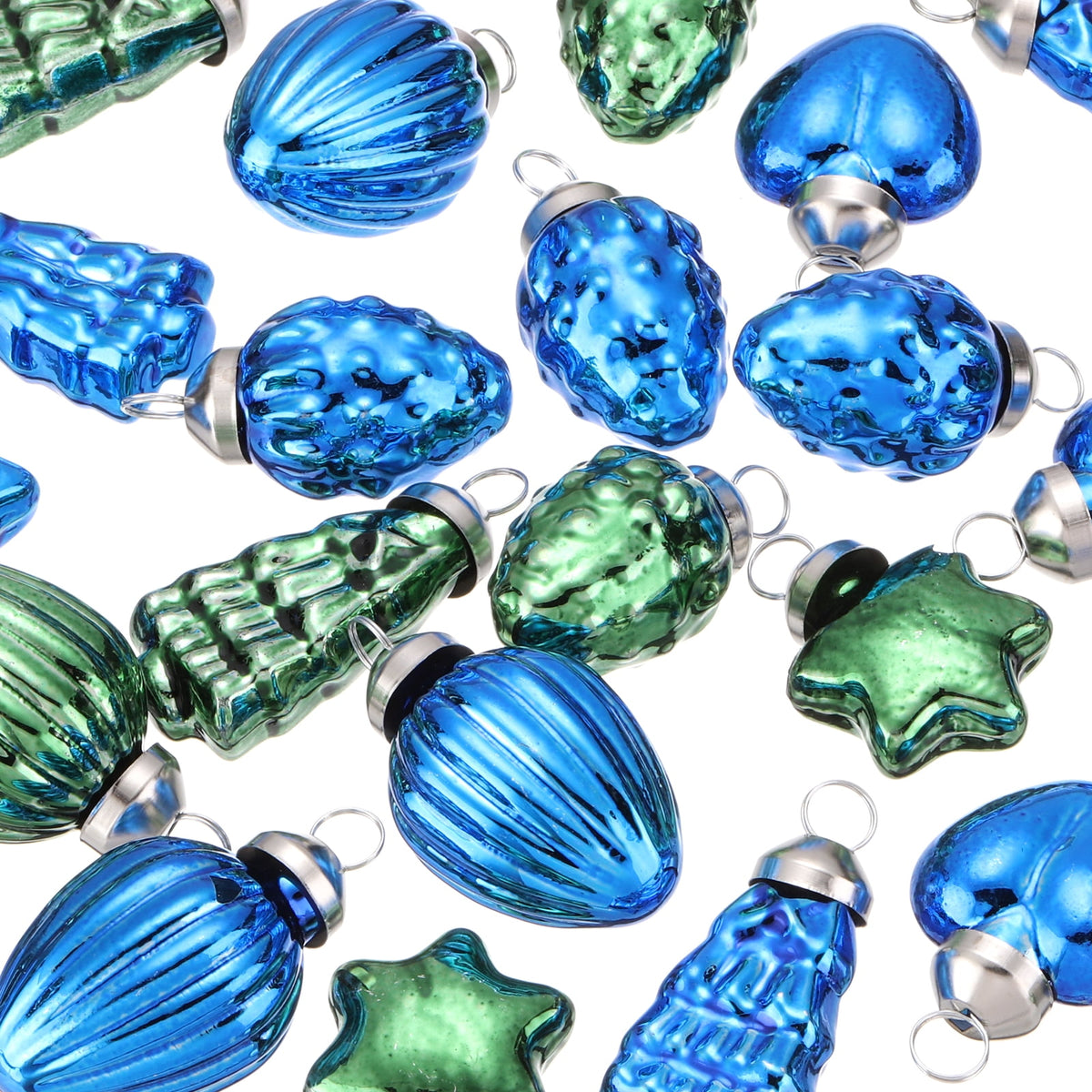 Merriva™ Uxcell 1-1.5 inch Glass Christmas Ornaments Christmas Tree Decorations for Parties 25 Pcs Brown Blue