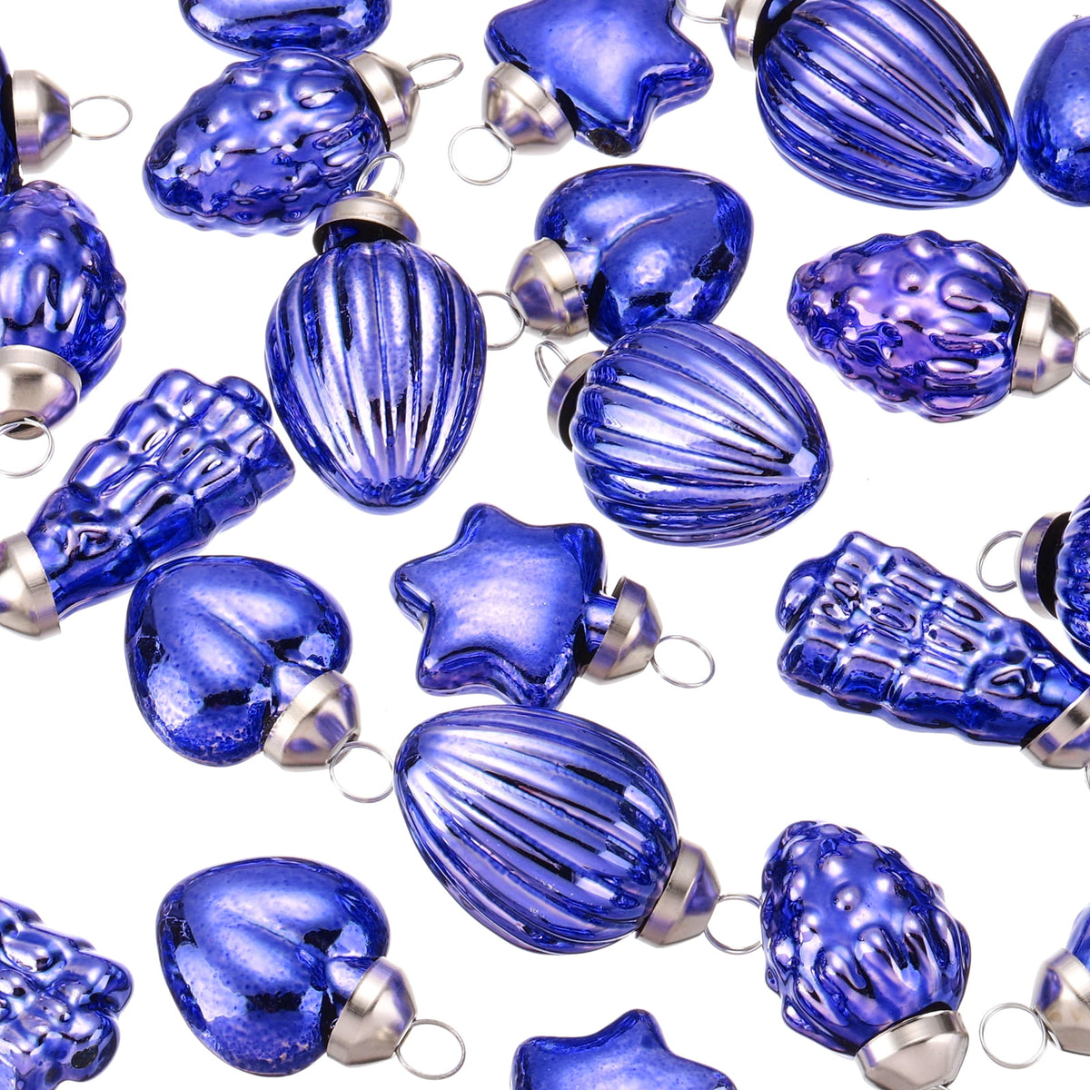 Merriva™ Uxcell 1-1.5 inch Glass Christmas Ornaments Christmas Tree Decorations for Parties 25 Pcs Brown Blue