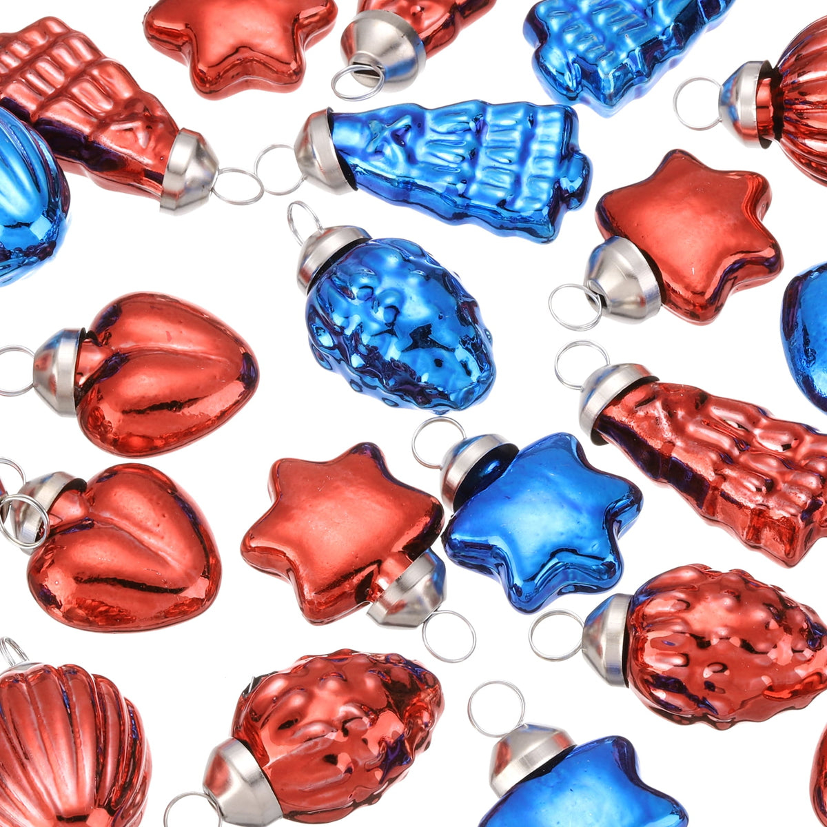 Merriva™ Uxcell 1-1.5 inch Glass Christmas Ornaments Christmas Tree Decorations for Parties 25 Pcs Brown Blue