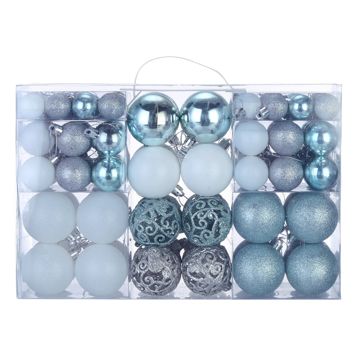 Uxcell Christmas Ball Ornaments Christmas Tree Decorations Balls Lake Blue and White for Decoration Christmas 100Pcs