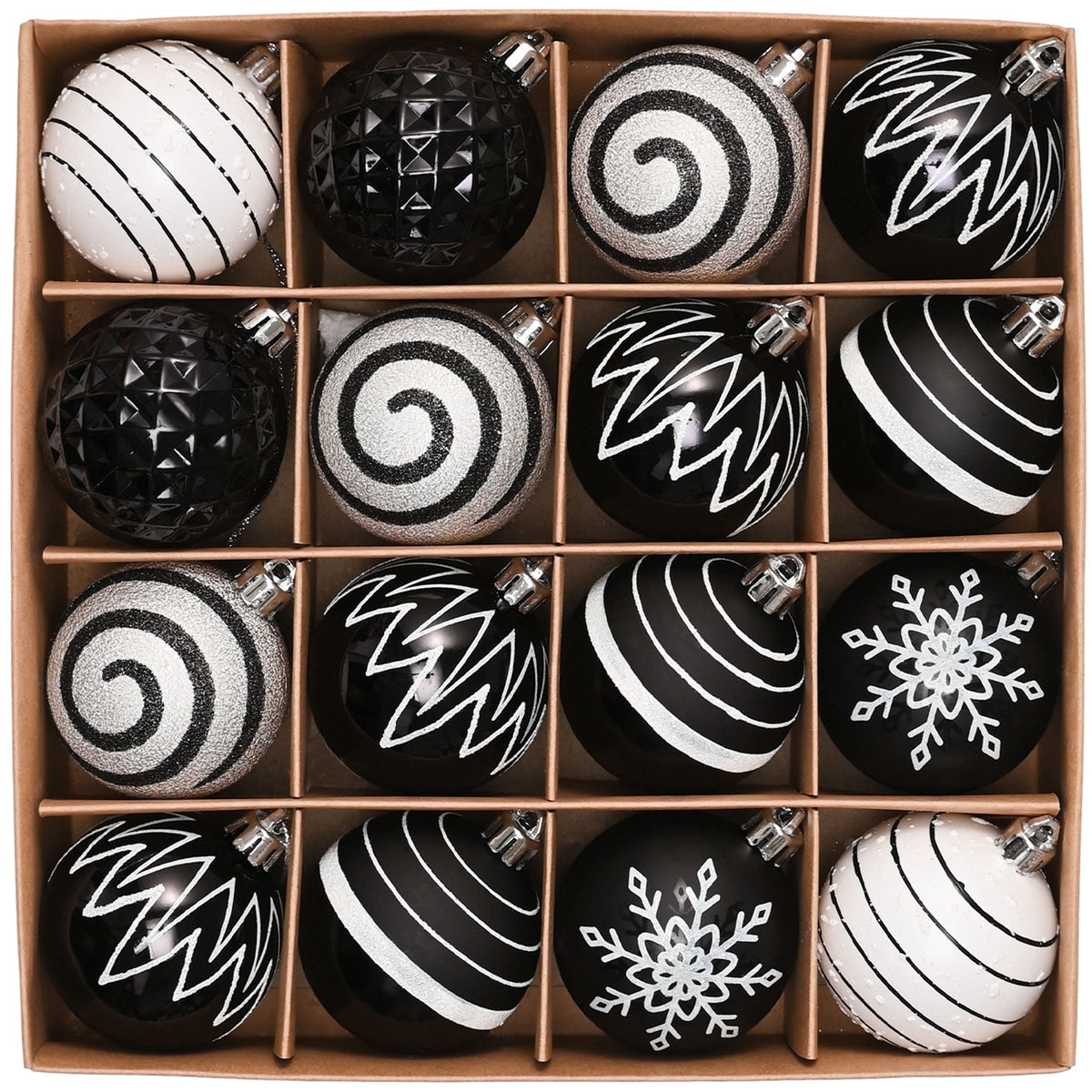 Merriva™ Christmas Ornaments Tree Decorations Indoor, 30ct 2.36 Inch Shatterproof Black and White Party Decorative Hanging Ornaments Set for Xmas Holiday Decor