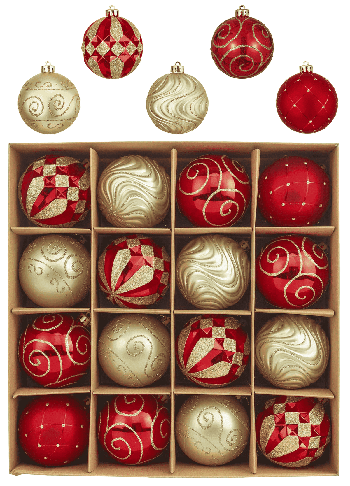 Merriva™ 30ct 2.36 inches Luxury Red Gold Christmas Ornaments Shatterproof Christmas Ball Ornaments Hanging Bauble for Christmas Party decoration