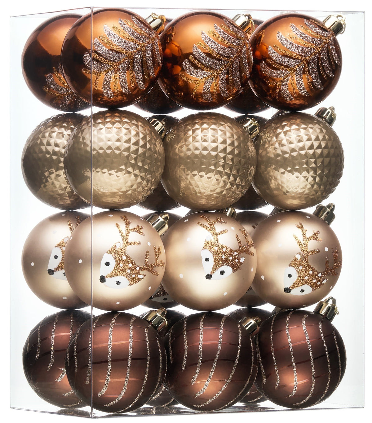 Merriva™ 35ct 2.36 inches Luxurious Copper Gold Christmas Ball Ornaments, Shatterproof Christmas Tree Ornaments Hanging Bauble for Xmas Decoration