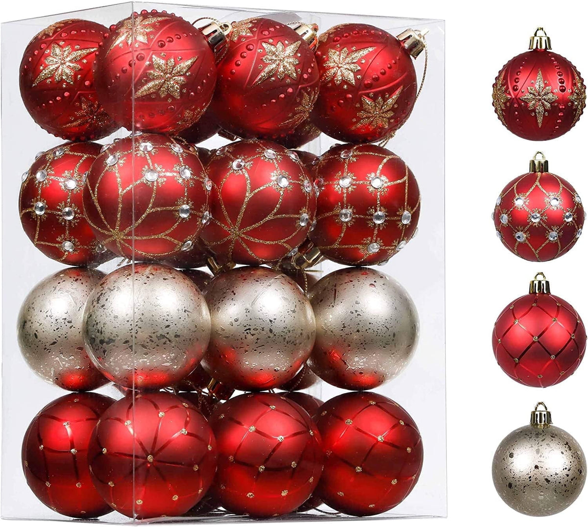 Merriva™ 30ct 2.36 inches Luxury Red Gold Christmas Ornaments Shatterproof Christmas Ball Ornaments Hanging Bauble for Christmas Party decoration
