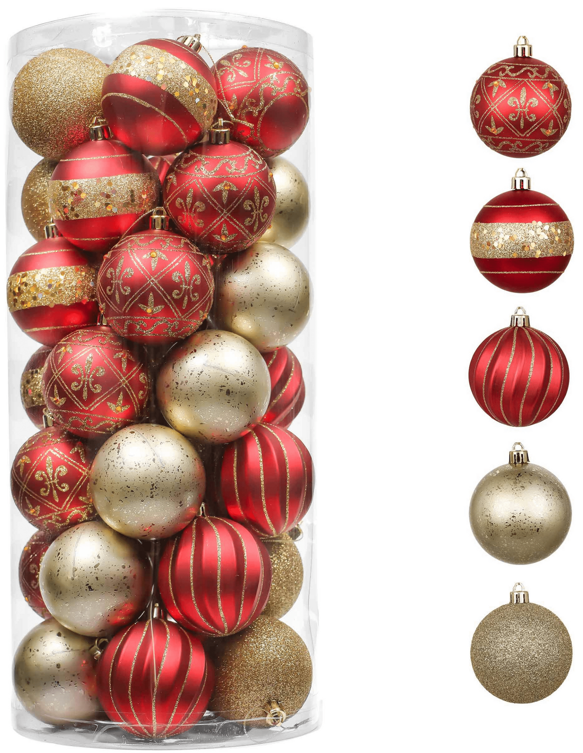 Merriva™ 30ct 2.36 inches Luxury Red Gold Christmas Ornaments Shatterproof Christmas Ball Ornaments Hanging Bauble for Christmas Party decoration