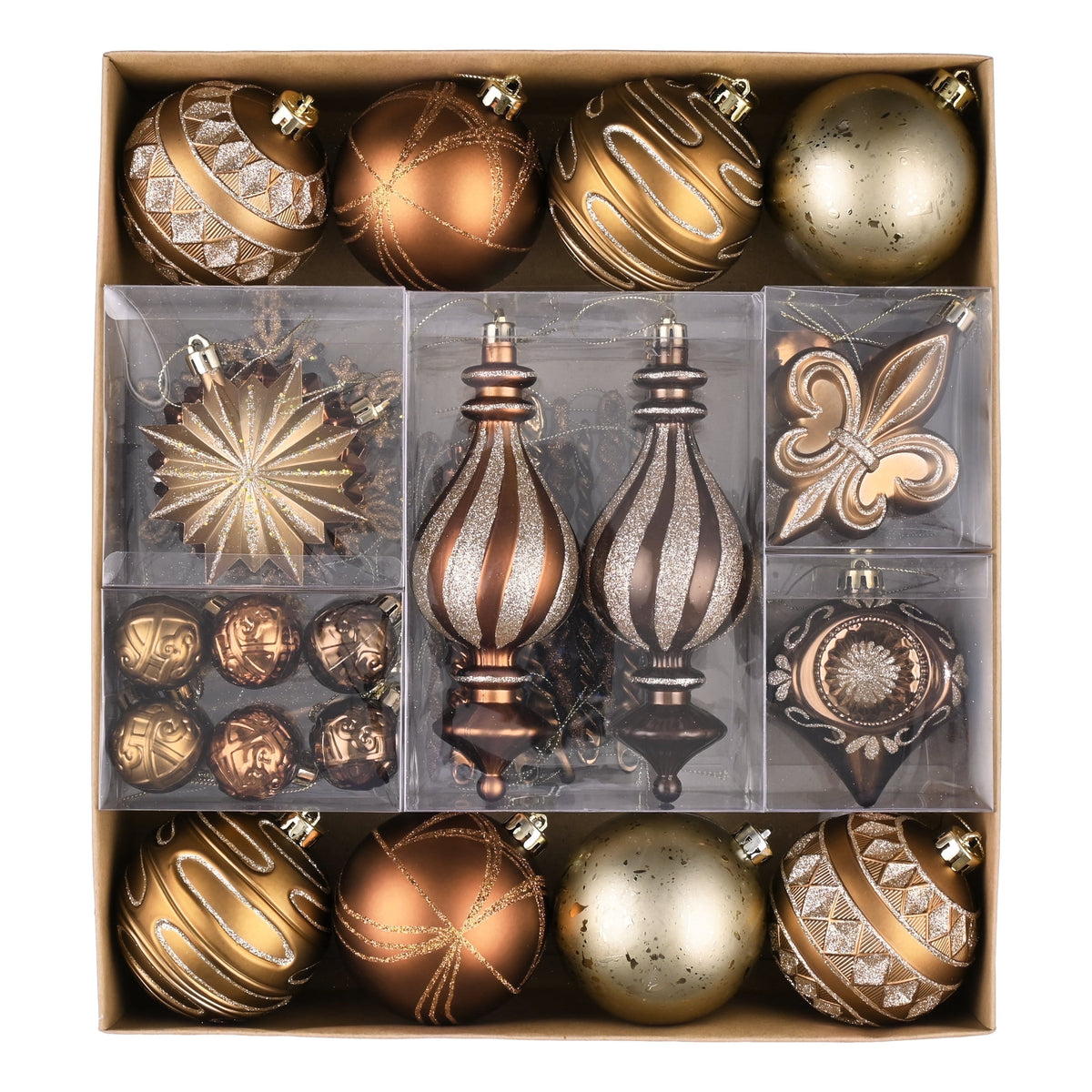 Merriva™ 35ct 2.36 inches Luxurious Copper Gold Christmas Ball Ornaments, Shatterproof Christmas Tree Ornaments Hanging Bauble for Xmas Decoration