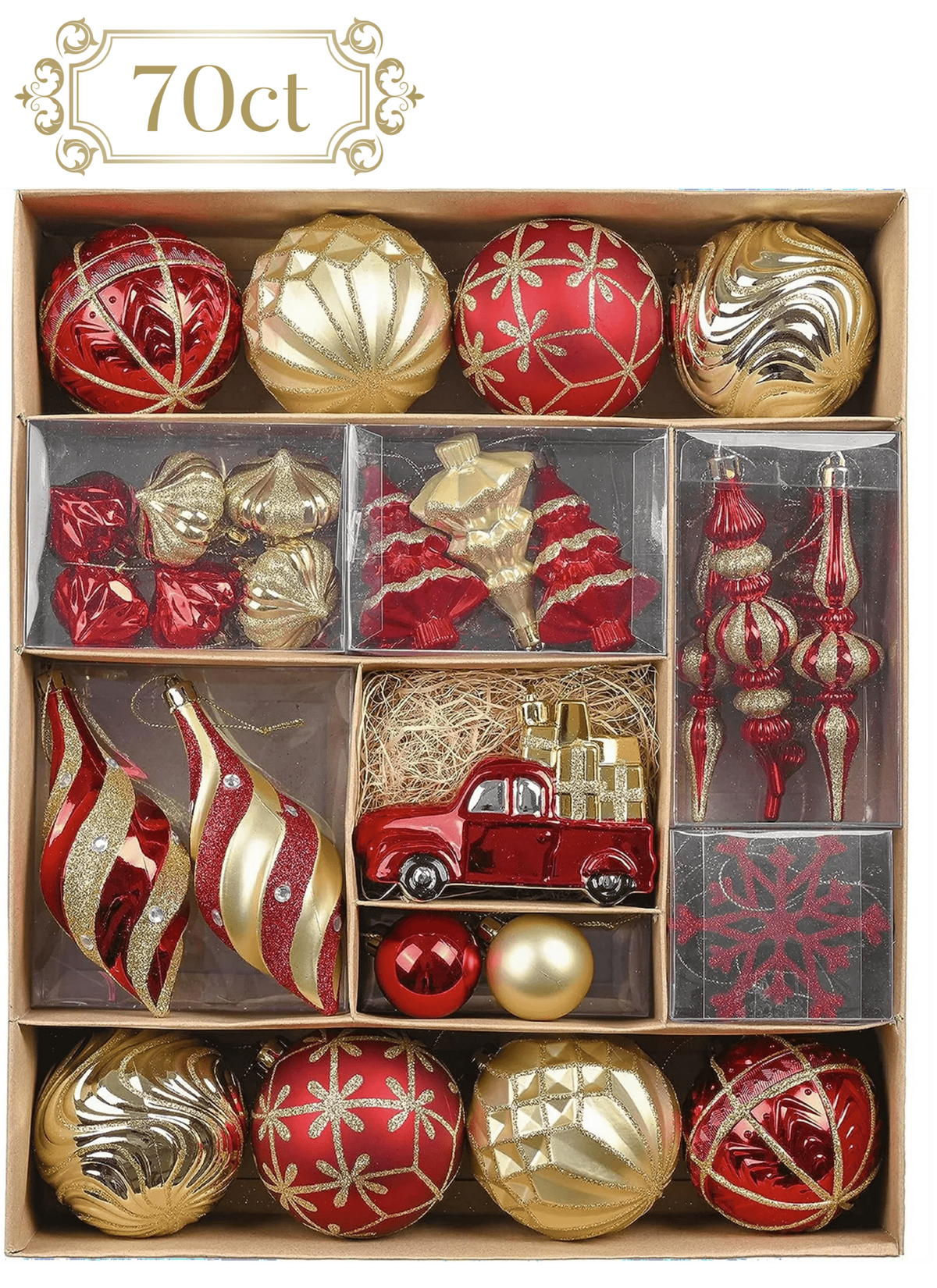 Merriva™ 30ct 2.36 inches Luxury Red Gold Christmas Ornaments Shatterproof Christmas Ball Ornaments Hanging Bauble for Christmas Party decoration