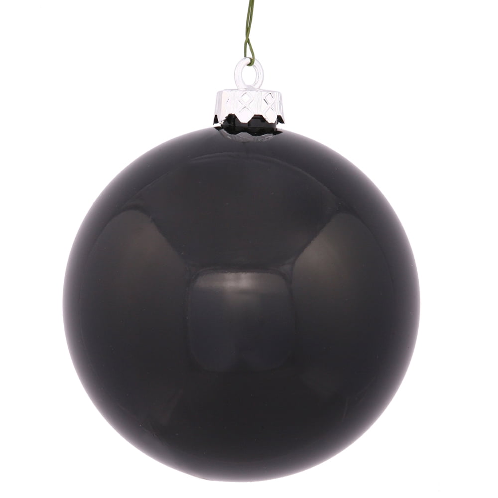Vickerman 2.75" Christmas Ornament Ball, Black Shiny Finish, Shatterproof Plastic, UV Resistant, Holiday Christmas Tree Decoration, 12 Pack